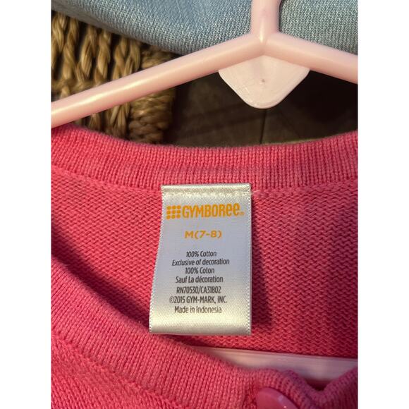Gymboree Girls Pink Cardigan Sweater Size M 7/8 Flower Detail - Picture 6 of 6